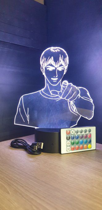 Lampe led 3D Buste Onizuka GTO, veilleuse, idée cadeau, manga, animés, scan, déco, illusion