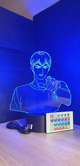 Lampe led 3D Buste Onizuka GTO, veilleuse, idée cadeau, manga, animés, scan, déco, illusion