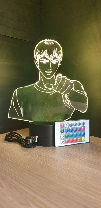 Lampe led 3D Buste Onizuka GTO, veilleuse, idée cadeau, manga, animés, scan, déco, illusion