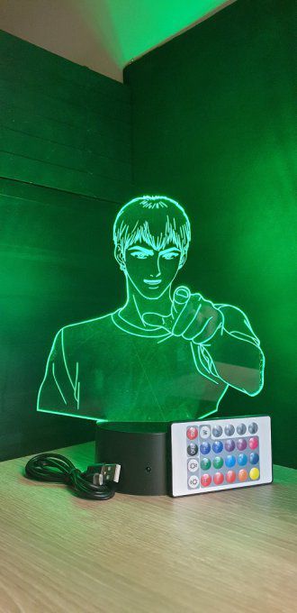 Lampe led 3D Buste Onizuka GTO, veilleuse, idée cadeau, manga, animés, scan, déco, illusion