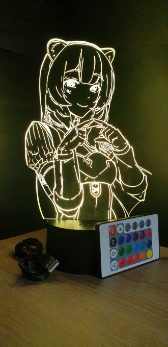 Lampe led 3D Raphtalia, veilleuse, idée cadeau, manga, animés, scan, déco, illusion, chevet, lumière