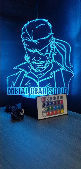 Lampe led 3D Buste Solid Snake, Metal Gear Solid, jeux vidéo, veilleuse, personnalisable, illusion