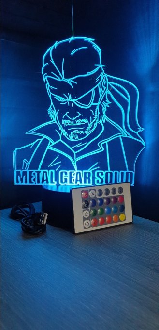 Lampe led 3D Buste Solid Snake, Metal Gear Solid, jeux vidéo, gaming