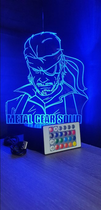 Lampe led 3D Buste Solid Snake, Metal Gear Solid, jeux vidéo, veilleuse, personnalisable, illusion
