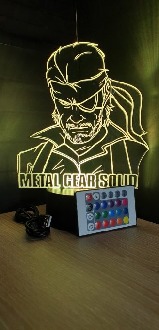 Lampe led 3D Buste Solid Snake, Metal Gear Solid, jeux vidéo, veilleuse, personnalisable, illusion