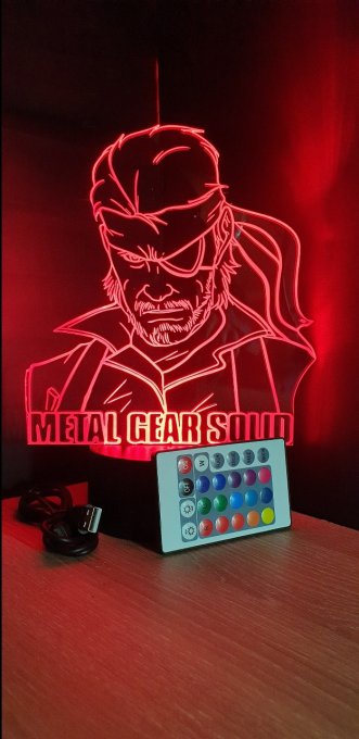 Lampe led 3D Buste Solid Snake, Metal Gear Solid, jeux vidéo, veilleuse, personnalisable, illusion