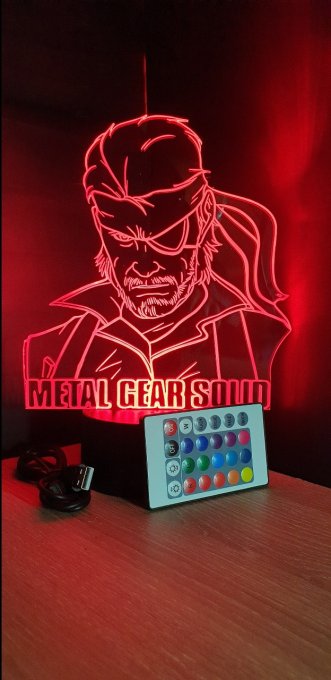 Lampe led 3D Buste Solid Snake, Metal Gear Solid, jeux vidéo, gaming