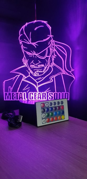 Lampe led 3D Buste Solid Snake, Metal Gear Solid, jeux vidéo, veilleuse, personnalisable, illusion