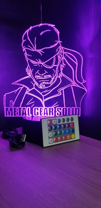 Lampe led 3D Buste Solid Snake, Metal Gear Solid, jeux vidéo, gaming