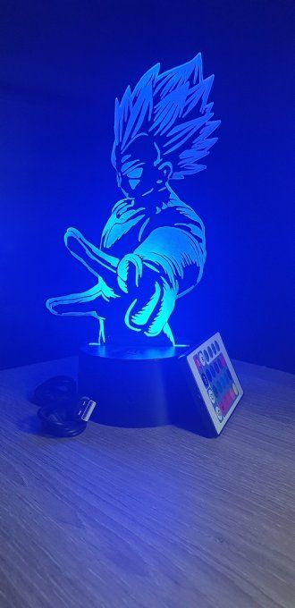 Lampe led 3d Vegeta Super Saiyan blue, Dragon Ball, manga ,veilleuse, dessin animé, déco, illusion
