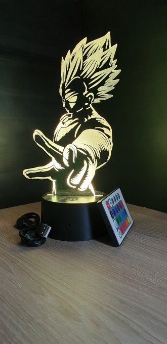 Lampe led 3d Vegeta Super Saiyan blue, Dragon Ball, manga ,veilleuse, dessin animé, déco, illusion