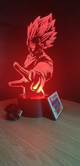 Lampe led 3d Vegeta Super Saiyan blue, Dragon Ball, manga ,veilleuse, dessin animé, déco, illusion