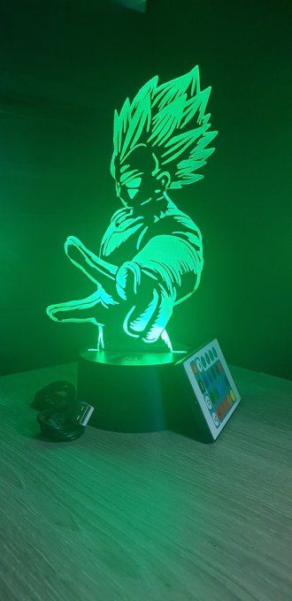 Lampe led 3d Vegeta Super Saiyan blue, Dragon Ball, manga ,veilleuse, dessin animé, déco, illusion