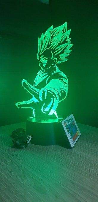 Lampe led 3d Vegeta Super Saiyan blue, Dragon Ball, dessin animé