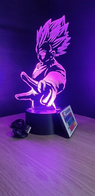 Lampe led 3d Vegeta Super Saiyan blue, Dragon Ball, dessin animé