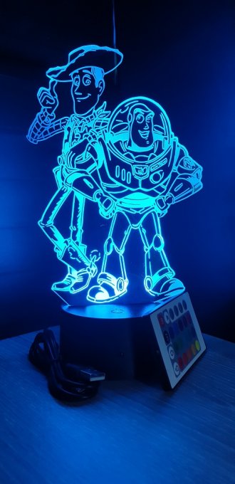 Lampe led 3D Woody et Buzz, veilleuse, chevet, néon, déco