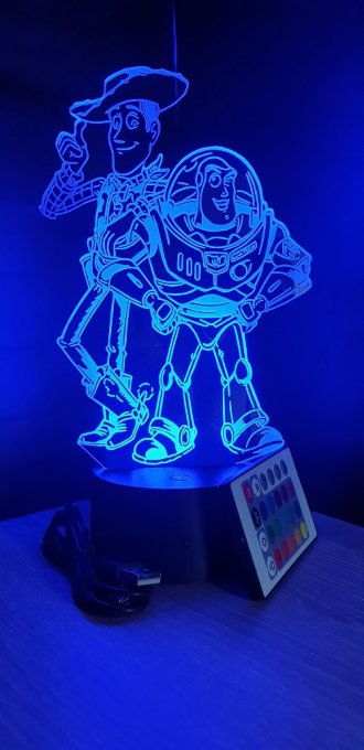 Lampe led 3D Woody et Buzz, veilleuse, chevet, néon, déco