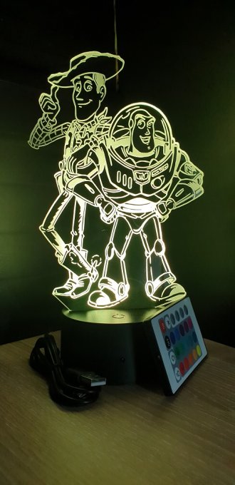 Lampe led 3D Woody et Buzz, veilleuse, chevet, néon, déco