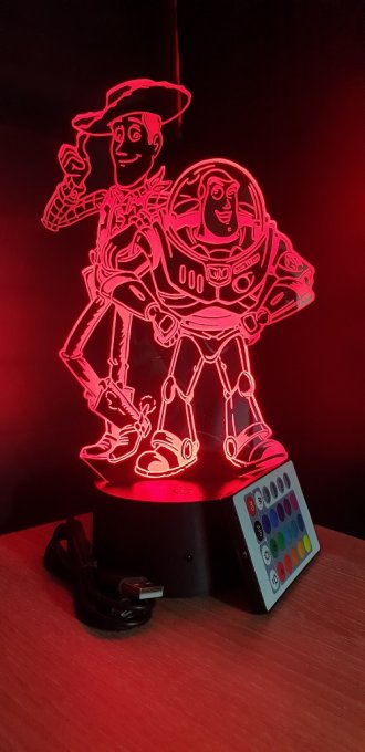 Lampe led 3D Woody et Buzz, veilleuse, chevet, néon, déco