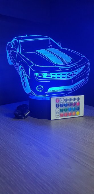 Lampe led 3D Camaro, voiture, chevet, néon, illusion, bureau, lumière