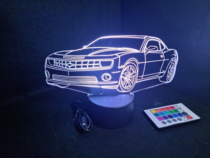 Lampe led 3D Chevrolet Camaro, voiture, veilleuse, chevet, cadeau