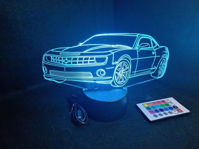 Lampe led 3D Chevrolet Camaro, voiture, veilleuse, chevet, cadeau