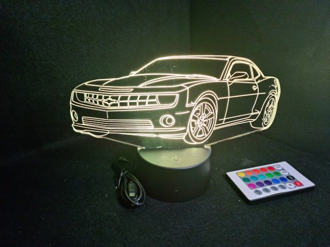 Lampe led 3D Chevrolet Camaro, voiture, veilleuse, chevet, cadeau