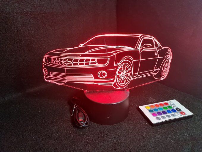 Lampe led 3D Chevrolet Camaro, voiture, veilleuse, chevet, cadeau