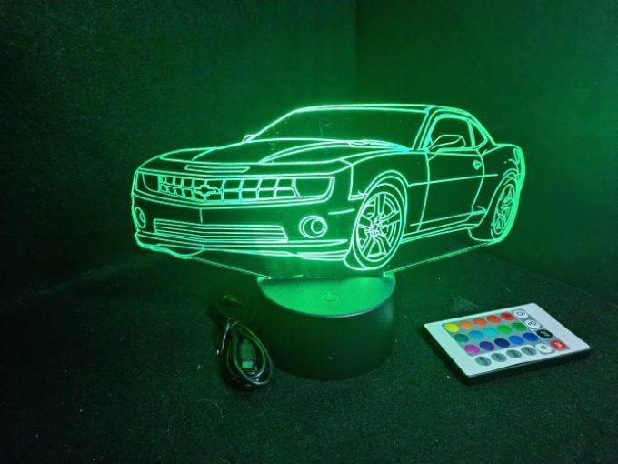 Lampe led 3D Chevrolet Camaro, voiture, veilleuse, chevet, cadeau, déco, illusion