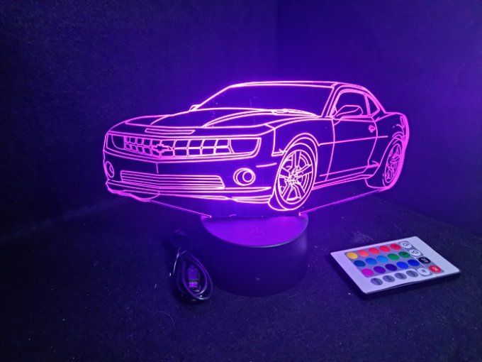 Lampe led 3D Chevrolet Camaro, voiture, veilleuse, chevet, cadeau