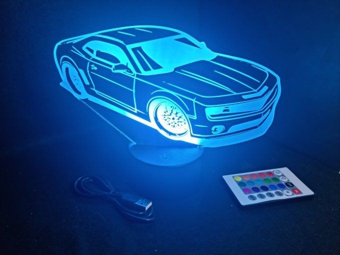 Lampe led 3D Chevrolet Camaro, voiture, veilleuse, chevet, cadeau