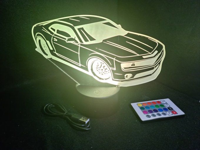 Lampe led 3D Chevrolet Camaro, voiture, veilleuse, chevet, cadeau