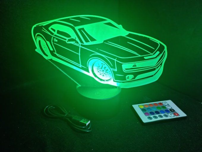 Lampe led 3D Chevrolet Camaro, voiture, veilleuse, chevet, cadeau