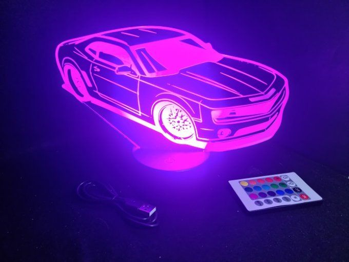 Lampe led 3D Chevrolet Camaro, voiture, veilleuse, chevet, cadeau