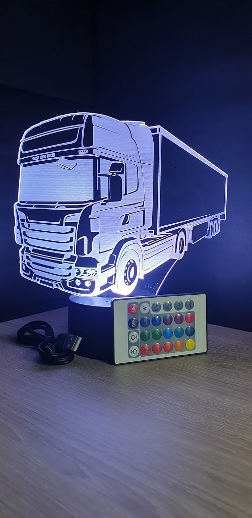 Lampe led 3D Camion Scania, semi, veilleuse, chevet, néon, déco