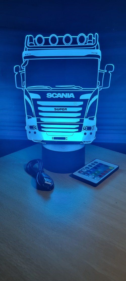 Lampe led 3D Camion Scania, semi, veilleuse, chevet, néon, déco