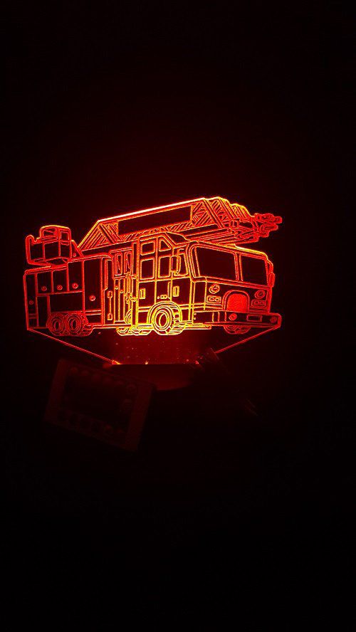 Lampe led 3D Camion incendie, veilleuse, idée cadeau, déco, illusion, chevet, bureau, lumière