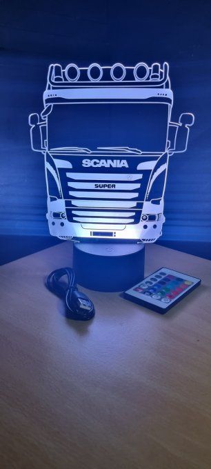 Lampe led 3D Camion Scania, semi, veilleuse, chevet, néon, déco