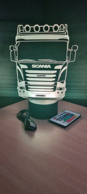 Lampe led 3D Camion Scania, semi, veilleuse, chevet, néon, déco