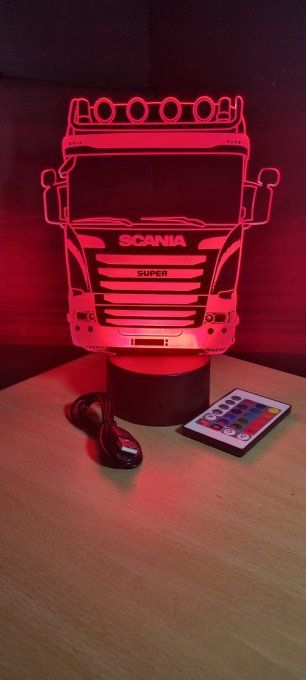 Lampe led 3D Camion Scania, semi, veilleuse, chevet, néon, déco