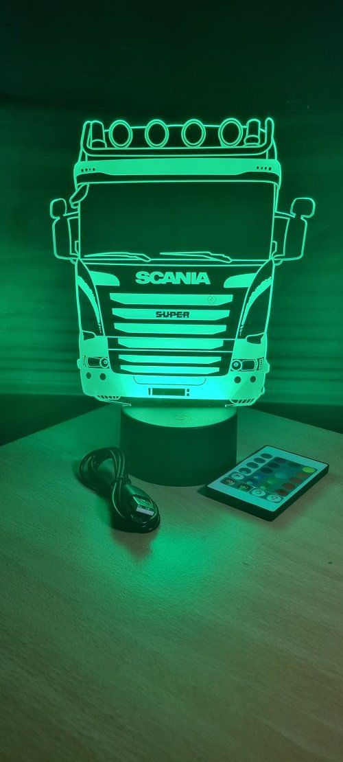 CAMION SCANIA (2) - Lampe d'ambiance 3D à led, gravure laser sur acrylique,  alimentation par piles ou câble USB