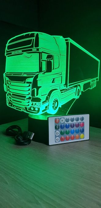 Lampe led 3D Camion, remorque, semi, veilleuse, chevet, néon, déco