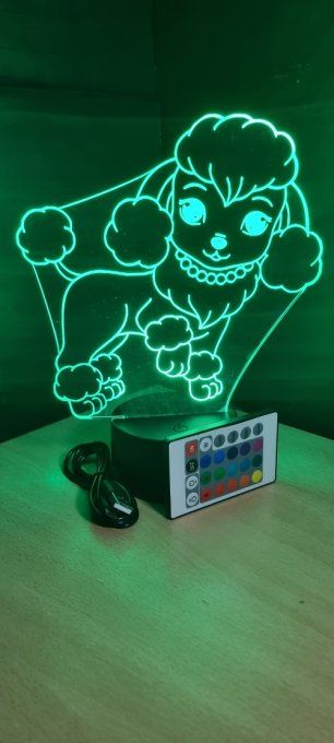 Lampe led 3D Caniche, animé, chien, veilleuse, chambre, luminaire