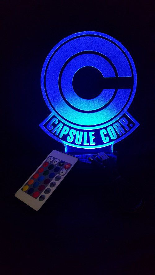 Lampe led 3d Capsule Corp, dragon ball, manga, veilleuse, dessin animé, déco, illusion, cadeau