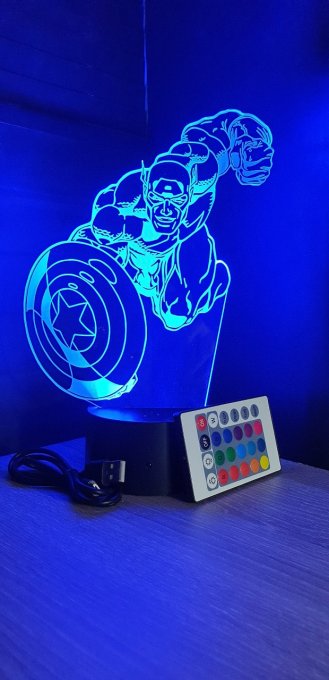 lampe-led-3d-captain-america