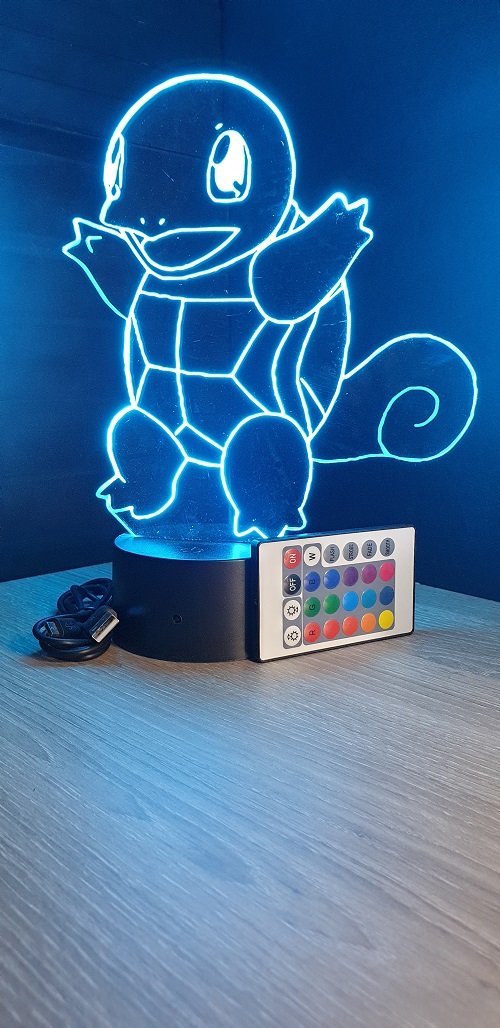 Lampe led 3D Carapuce, Pokemon, dessin animé, veilleuse, cadeau original, personnalisable