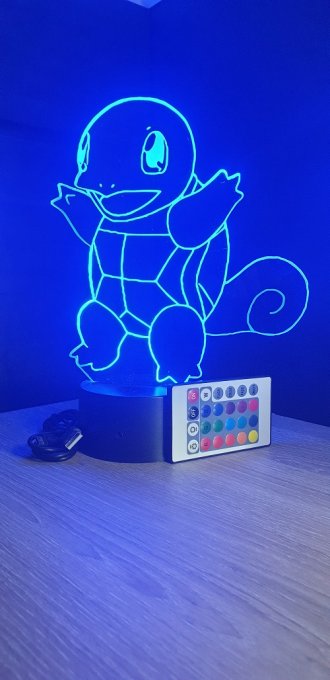 Lampe led 3D Carapuce, Pokemon, dessin animé, veilleuse, cadeau original, personnalisable