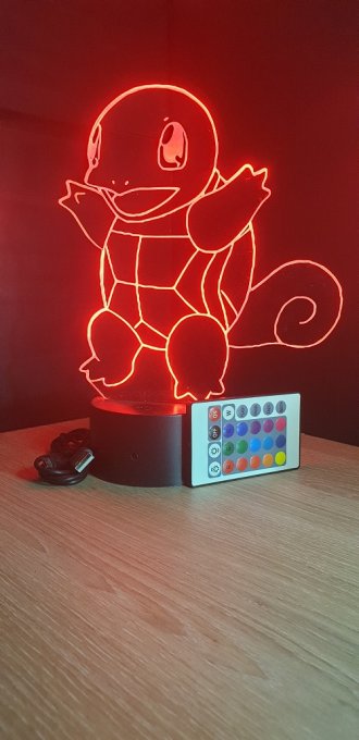Lampe led 3D Carapuce, Pokemon, dessin animé, veilleuse, cadeau original, personnalisable