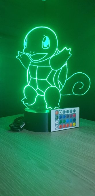 Lampe led 3D Carapuce, Pokemon, dessin animé, veilleuse, chevet