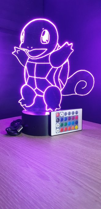 Lampe led 3D Carapuce, Pokemon, dessin animé, veilleuse, chevet